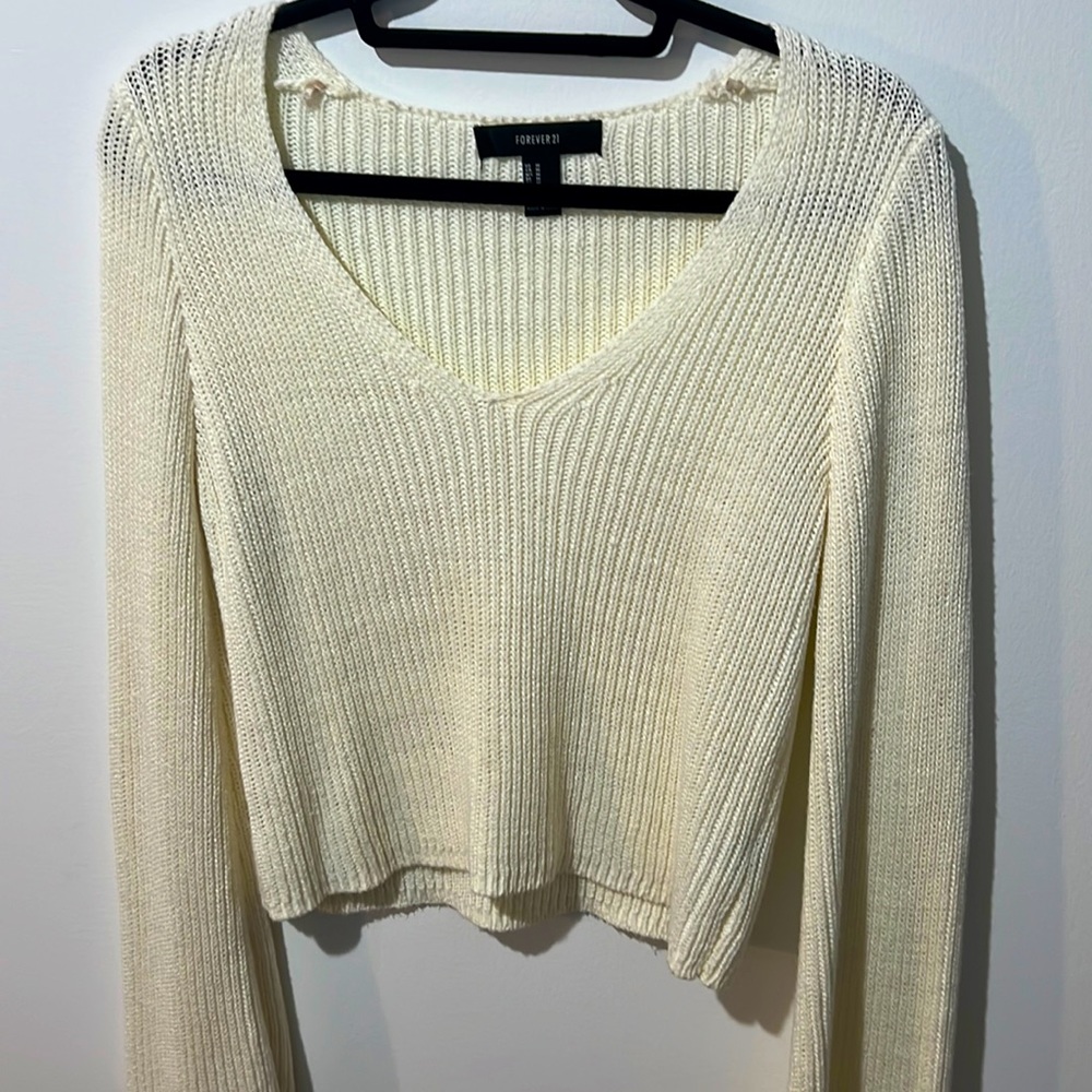 FOREVER 21 Cream-Coloured Sweater with Bell Sleeves